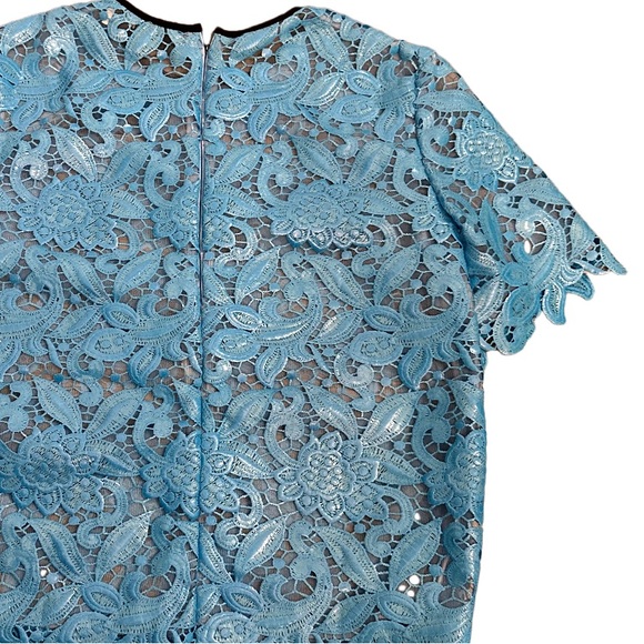 MSGM Milano Blue Lace Netted Short Sleeve Top Size 40 Small US - Picture 10 of 11